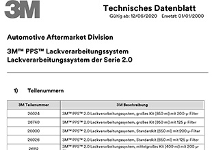 Das Technische Datenblatt der 3M™ PPS™ Serie 2.0 mit Anwendungsinformationen als PDF-Datei zum herunterladen und ausdrucken.