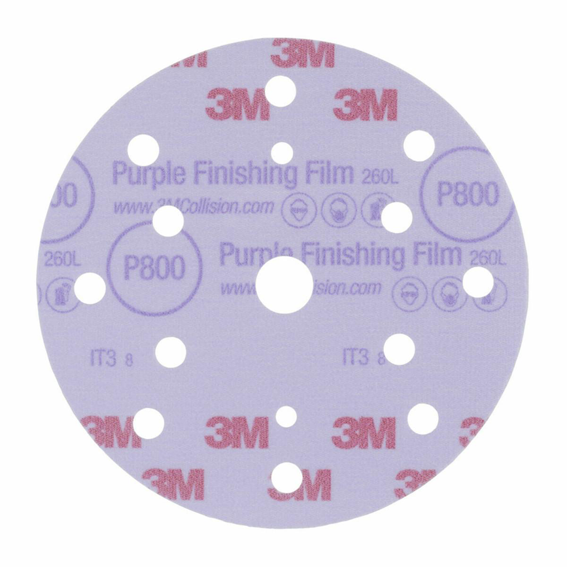 Hookit™ Purple Schleifscheibe 260L+ / 15fach gelocht P800
